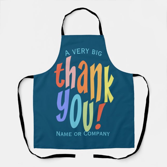 Blue Thank You Appreciation Typographic Apron (Front)