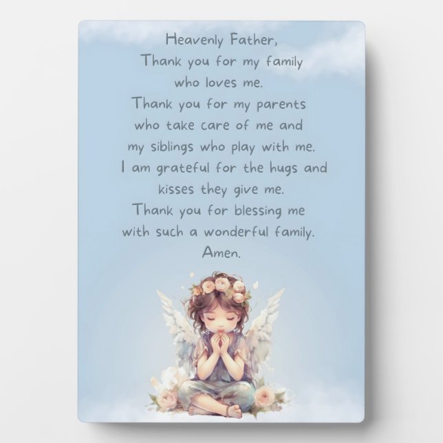 Blue Thank You Child Prayer Tabletop Plaque (Front)