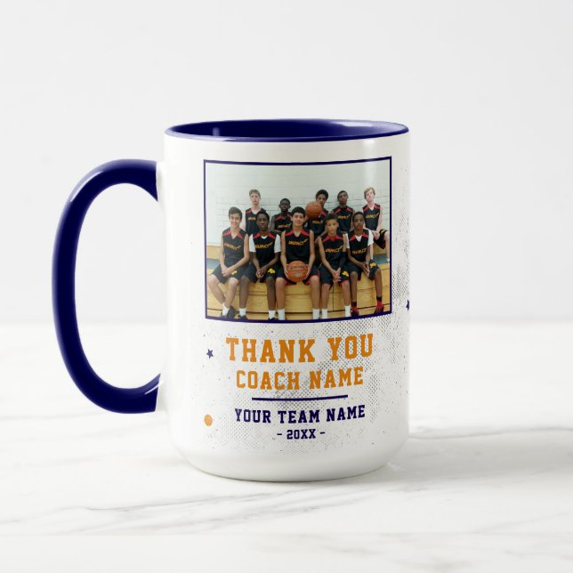 Blue Thank you Coach Team Name Photo Mug (Left)