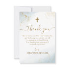 Blue Thank You Gold Cross Boy First Holy Communion