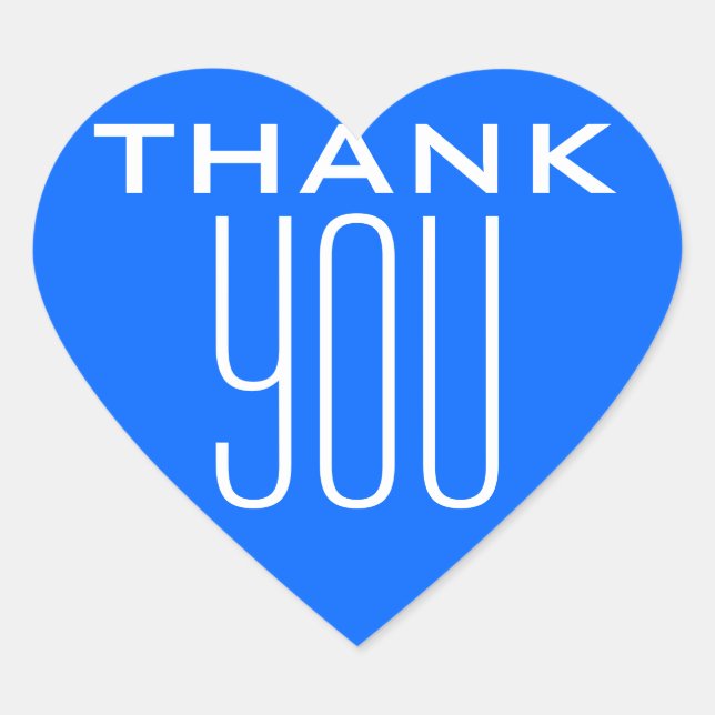 Blue Thank You Heart Sticker (Front)