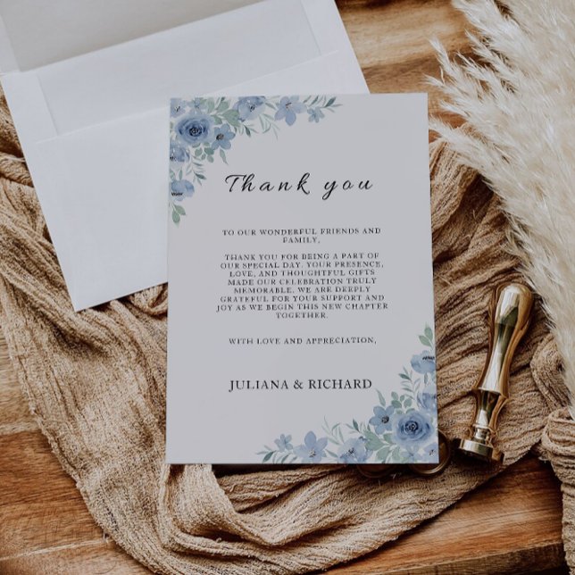 Blue Thank You Letter, Napkin Note Menu (Blue Thank You Letter, Napkin Note Menu)