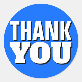 Blue Thank You Minimalist Classic Round Sticker