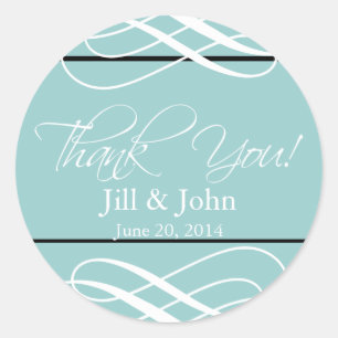 Blue Thank You Wedding Favour Label Stickers