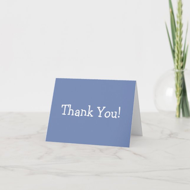 Blue Thank You With White Text Simple Thank You Card (Front)