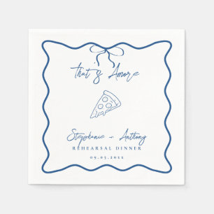 Blue That's Amore Pizza Rehearsal Dinner Napkin