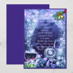 Blue The Clock Strikes 12 New Year's Party Invitation