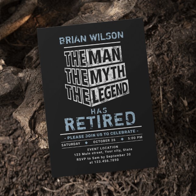 Blue The Man The Myth The Legend Retirement Party Invitation (Blue The Man The Myth The Legend Retirement Party Invitation)