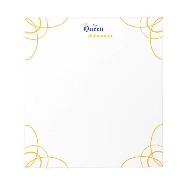 Blue The Queen Notepad (Front)