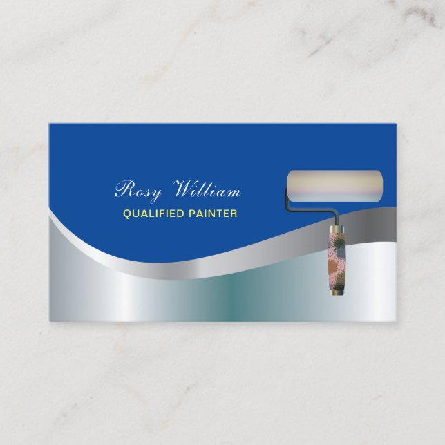 Blue theme Professional Qualified Painter  Business Card (Front)