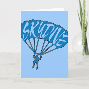 Blue theme skydiver greeting card