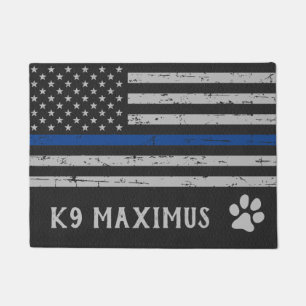 Blue Thin Line - Dog Paw - Police K9 Doormat