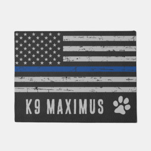 Blue Thin Line - Dog Paw - Police K9 Doormat