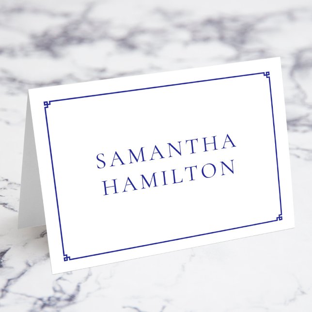 Blue Thin Line Greek Key Border Name Place Cards (Blue Thin Line Greek Key Border Name Place Cards)
