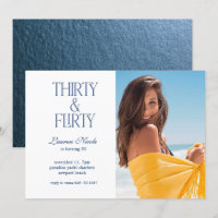Blue Thirty & Flirty Typography Photo 30 Birthday
