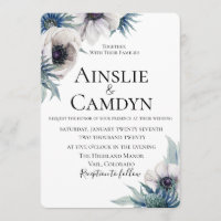 Blue Thistle Anemone Wedding Invitation