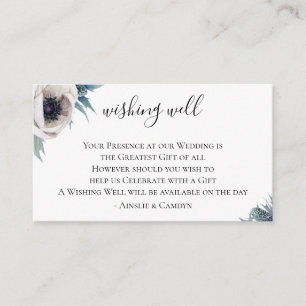 Blue Thistle Anemone Wedding Wishing Well Enclosure Card