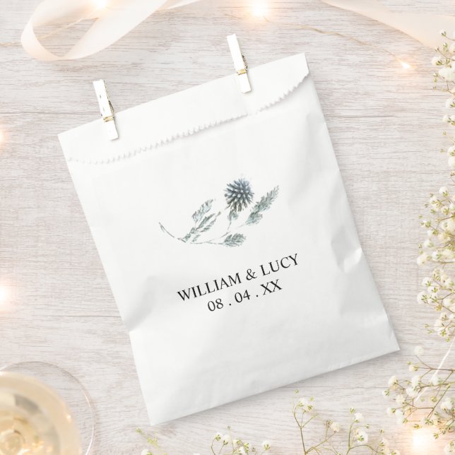 Blue thistle botanical floral wedding  favour bag (Clipped)