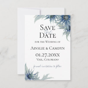 Blue Thistle Botanical Save The Date Announcement