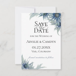 Blue Thistle Botanical Save The Date Announcement