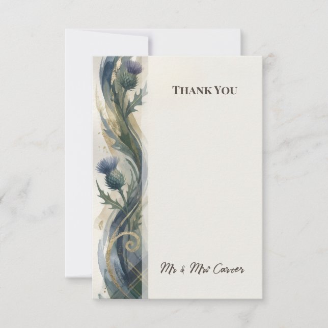 Blue Thistle Botanical Thank You Card (Front)