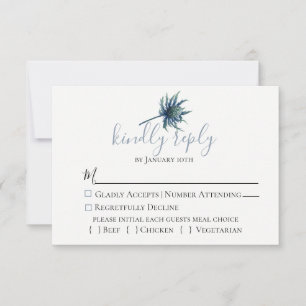 Blue Thistle Botanical Wedding RSVP Card