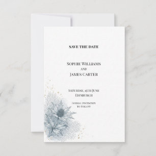 Blue Thistle Botanical Wedding Save the Date