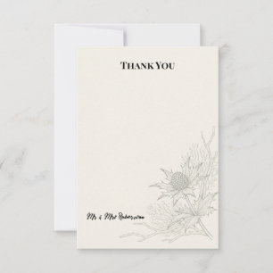 Blue Thistle Botanical Wedding Thank You Card