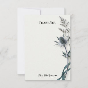 Blue Thistle Botanical Wedding Thank You Card
