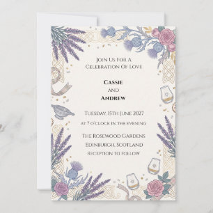 Blue Thistle Floral Wedding Invitation