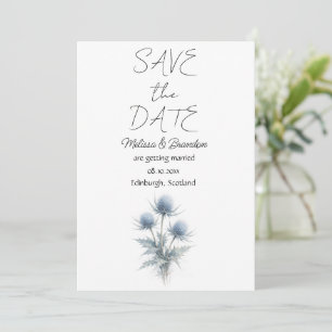 Blue Thistle Scottish Floral Elegant Wedding  Invitation