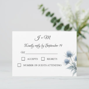 Blue Thistle Scottish Simple Wedding RSVP Card