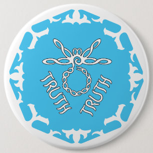 Blue Throat Chakra "Truth" Dragonfly White BG 6 Inch Round Button