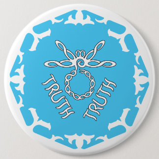 Blue Throat Chakra "Truth" Dragonfly White BG 6 Inch Round Button