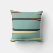 Blue Throw Pillow w/ Black, Brown & Beige Accents