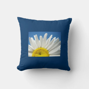 Blue Throw Pillow White Daisy Flower Blue Sky