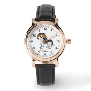 Blue Ticked Beagle Cute Cartoon Dog & Custom Name Watch