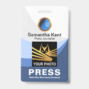 Blue Tidal Wave Curvature Press Photo Template Badge