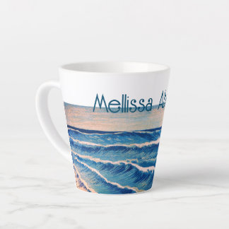 Blue Tidal waves Custom name Latte Mug