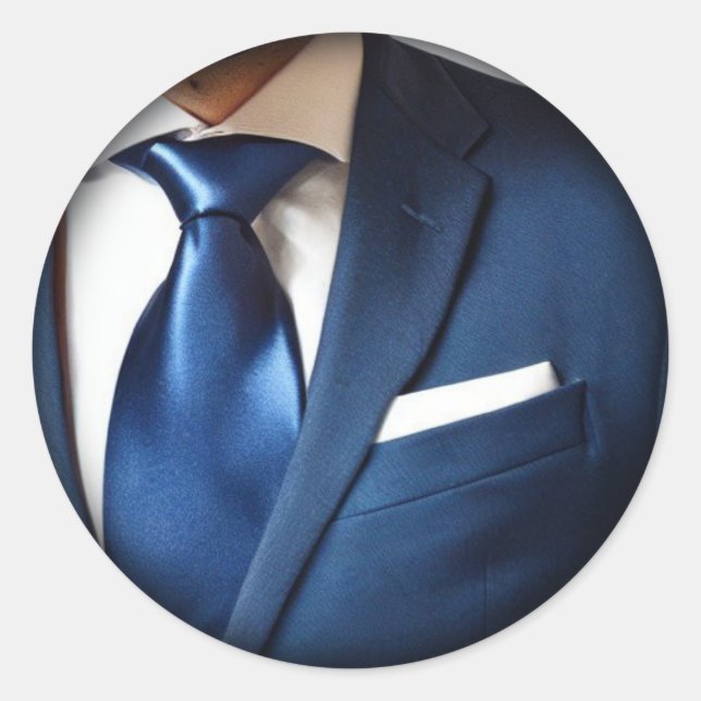 Blue Tie Classic Round Sticker (Front)