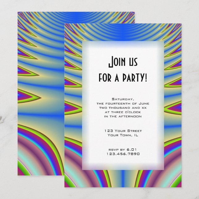 Blue Tie Dye All Purpose Party Invitation (Front/Back)