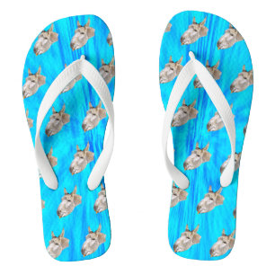 Blue Tie Dye Donkey Design, Flip Flops