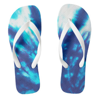Blue Tie-Dye Flip Flops