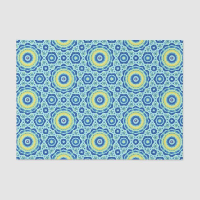 Blue Tie Dye Mandala Pattern - Tissue Paper (Front)