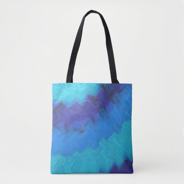 Blue Tie Dye Ocean Wave Tote Bag (Front)