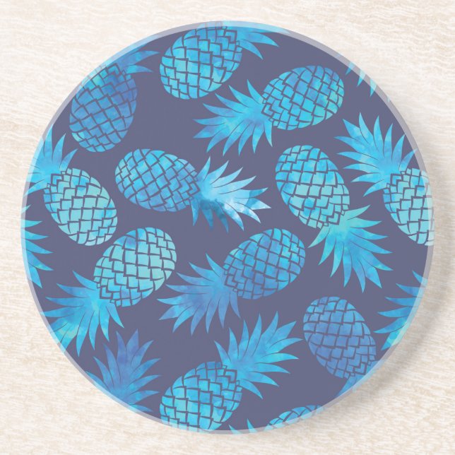 Blue Tie Dye Pineapples Coaster (Front)