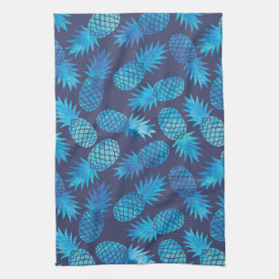Blue Tie Dye Pineapples Kitchen Towel