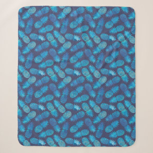 Blue Tie Dye Pineapples Sherpa Blanket
