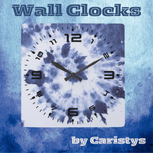 Blue Tie Dye  Square Wall Clock