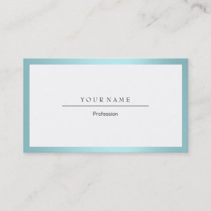 Blue Tiffany Ocean Frame Minimal White Metallic Business Card